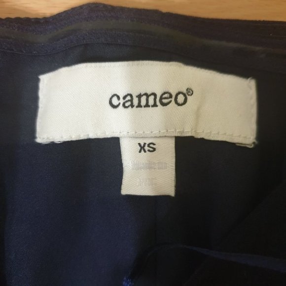 CAMEO Navy Blue Sleeveless Peplum Top AU-XS w/ Notched Neckline Zip Closure - Picture 10 of 13
